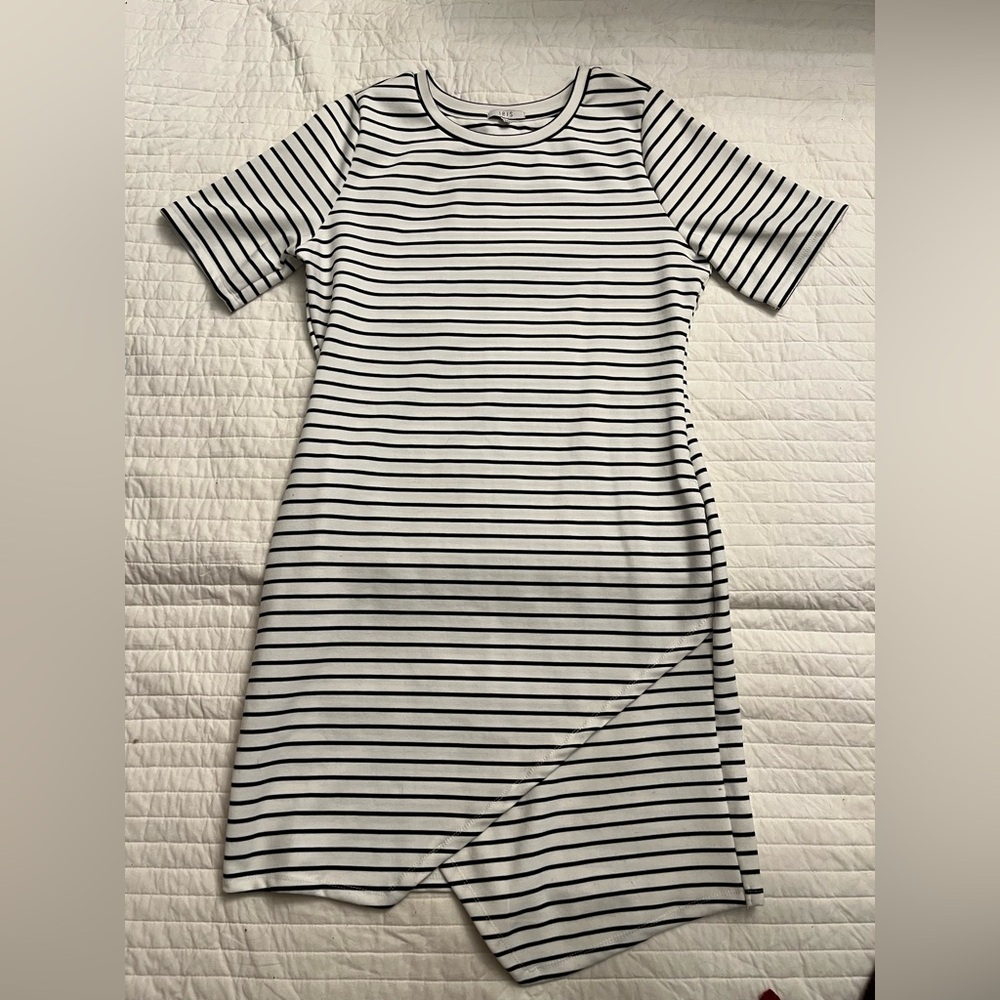 Iris black and white striped dress NWT